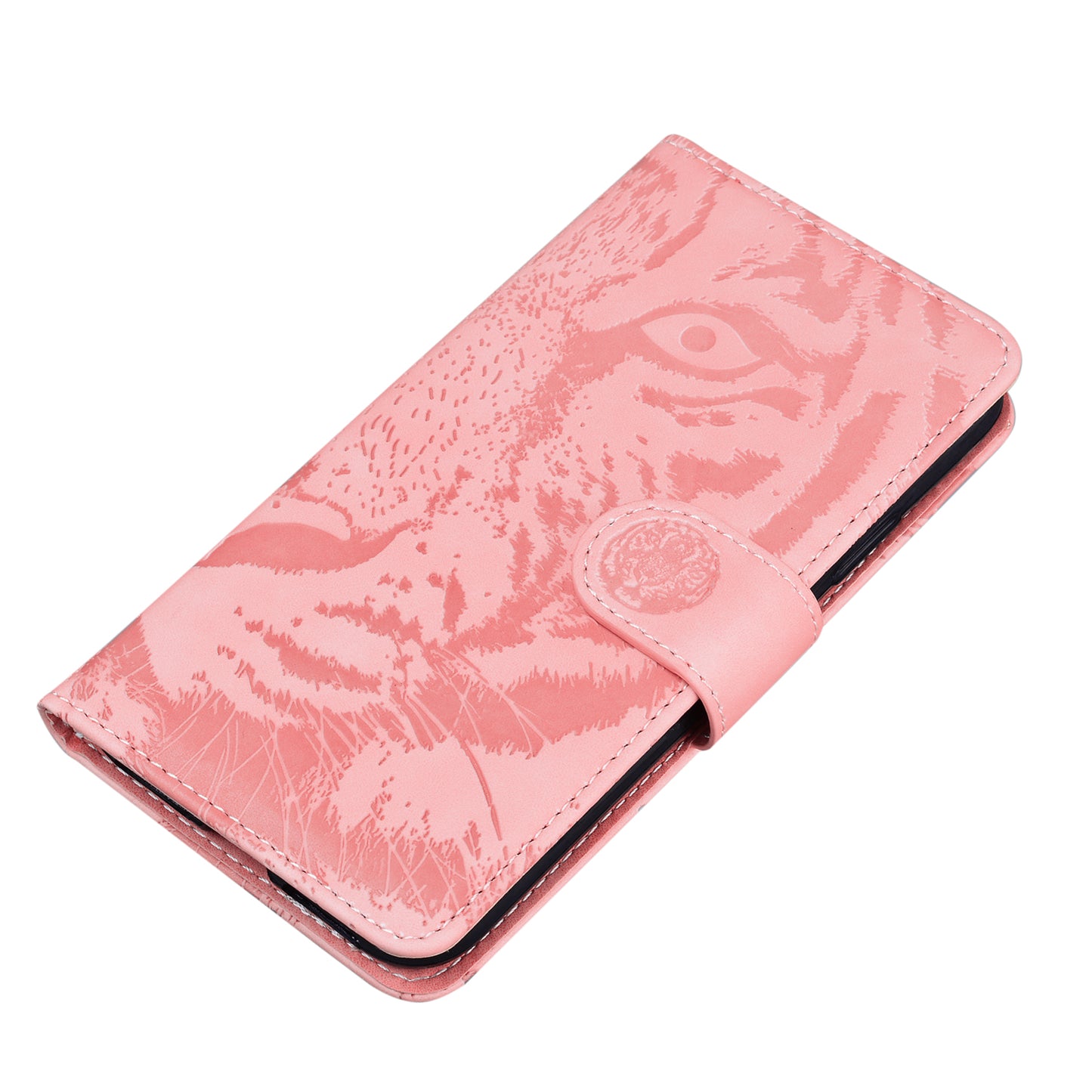 Tiger Imprinted PU Leather Mobile Phone Protective Case Cover with Wallet Stand for Motorola Moto E20/E30/E40