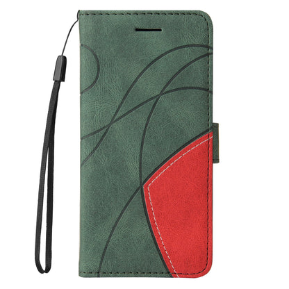 KT Leather Series-1 Dual-color Splicing Shockproof PU Leather Case for Motorola Moto E20/E30/E40, Wallet Stand Protective Cover with Hand Strap