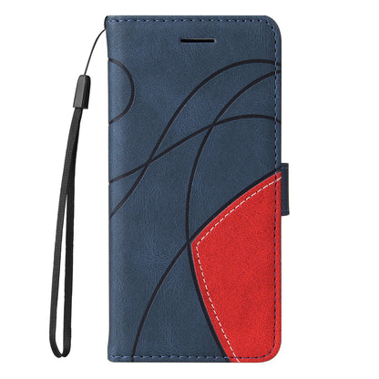 KT Leather Series-1 Dual-color Splicing Shockproof PU Leather Case for Motorola Moto E20/E30/E40, Wallet Stand Protective Cover with Hand Strap