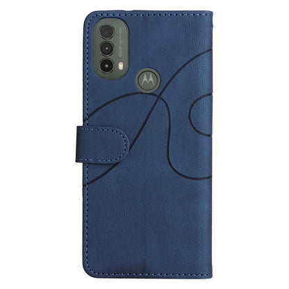 KT Leather Series-1 Dual-color Splicing Shockproof PU Leather Case for Motorola Moto E20/E30/E40, Wallet Stand Protective Cover with Hand Strap