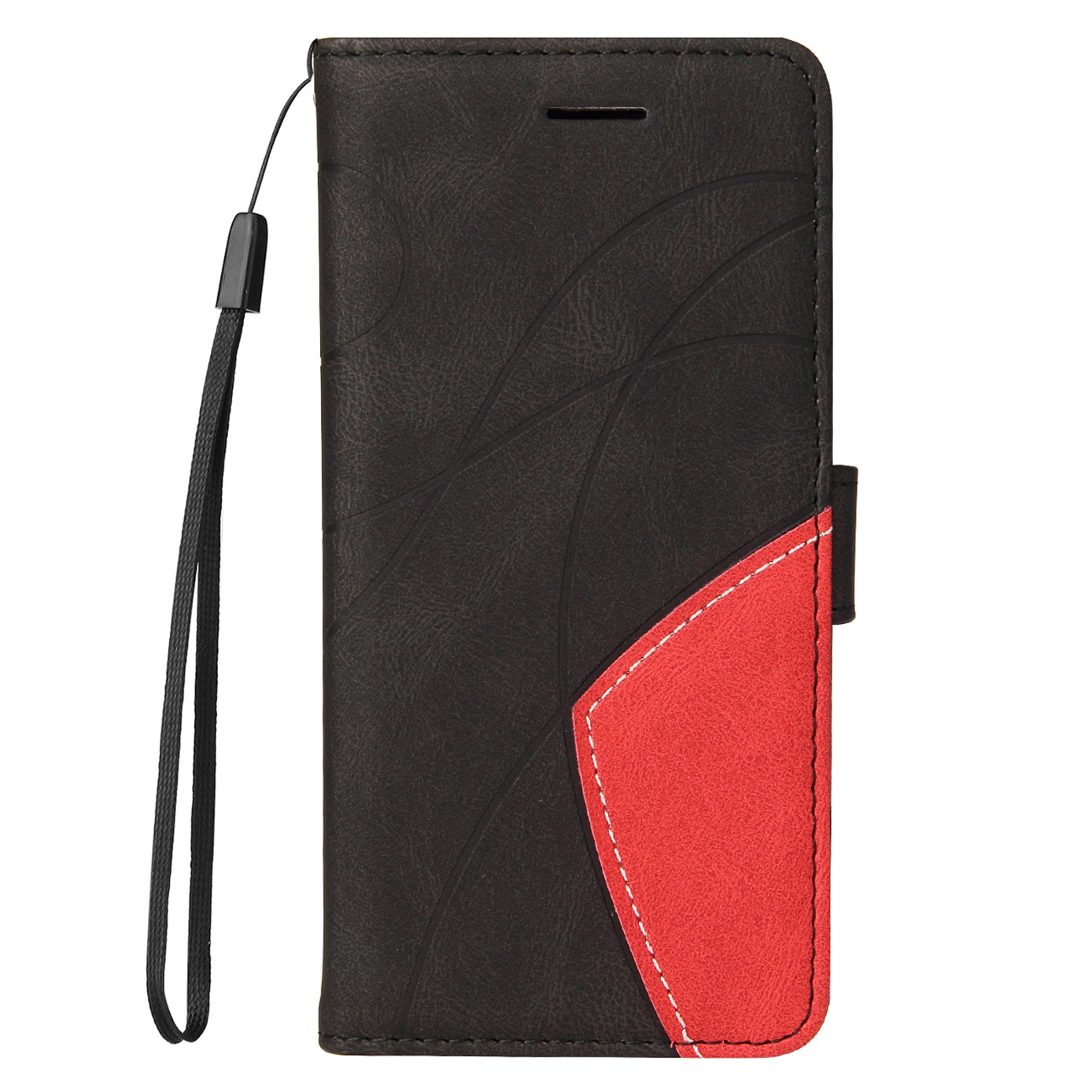 KT Leather Series-1 Dual-color Splicing Shockproof PU Leather Case for Motorola Moto E20/E30/E40, Wallet Stand Protective Cover with Hand Strap