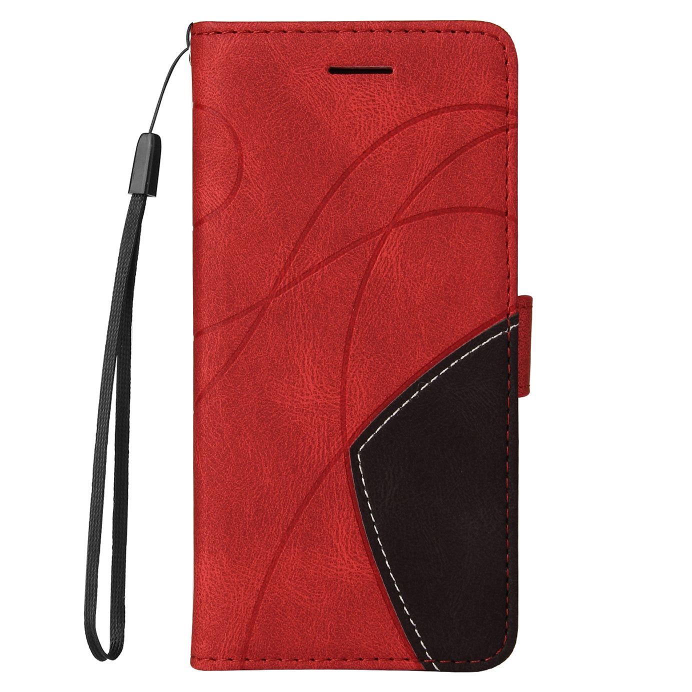 KT Leather Series-1 Dual-color Splicing Shockproof PU Leather Case for Motorola Moto E20/E30/E40, Wallet Stand Protective Cover with Hand Strap