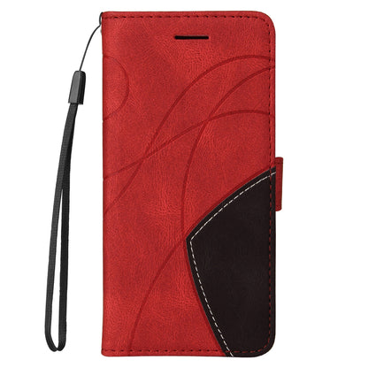 KT Leather Series-1 Dual-color Splicing Shockproof PU Leather Case for Motorola Moto E20/E30/E40, Wallet Stand Protective Cover with Hand Strap