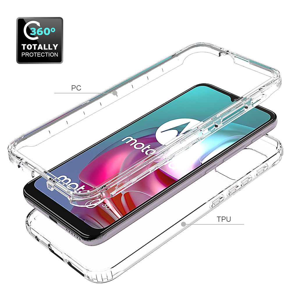 For Motorola Moto G30 Detachable 2-in-1 Design Gradient Color Case Well-protected Clear TPU + PC Phone Cover