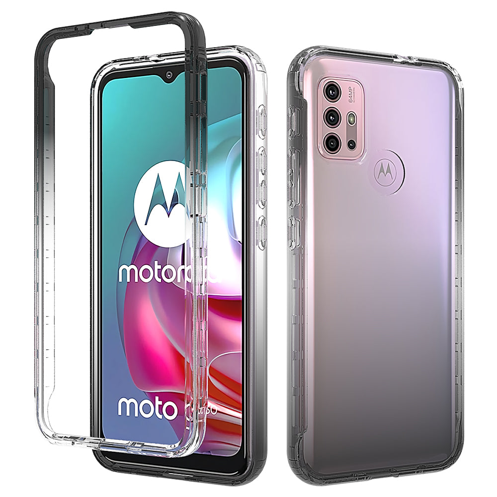 For Motorola Moto G30 Detachable 2-in-1 Design Gradient Color Case Well-protected Clear TPU + PC Phone Cover