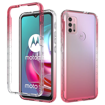 For Motorola Moto G30 Detachable 2-in-1 Design Gradient Color Case Well-protected Clear TPU + PC Phone Cover