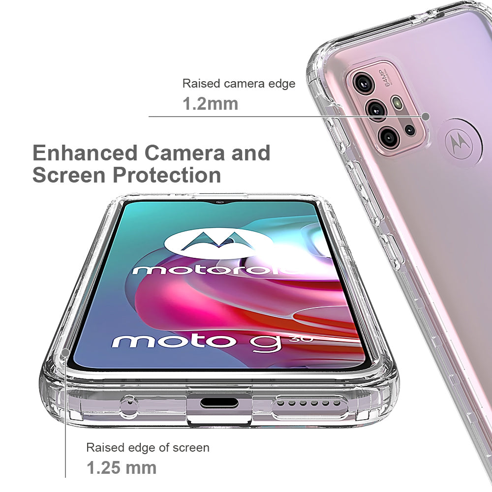 For Motorola Moto G30 Detachable 2-in-1 Design Gradient Color Case Well-protected Clear TPU + PC Phone Cover