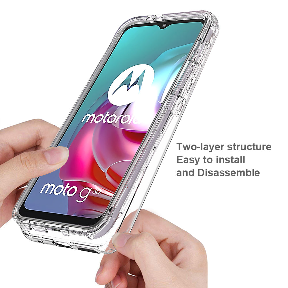 For Motorola Moto G30 Detachable 2-in-1 Design Gradient Color Case Well-protected Clear TPU + PC Phone Cover