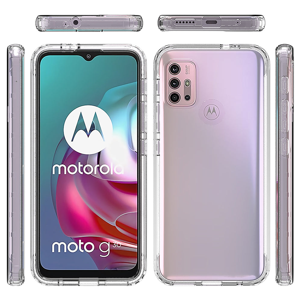 For Motorola Moto G30 Detachable 2-in-1 Design Gradient Color Case Well-protected Clear TPU + PC Phone Cover