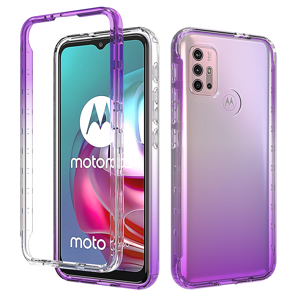 For Motorola Moto G30 Detachable 2-in-1 Design Gradient Color Case Well-protected Clear TPU + PC Phone Cover