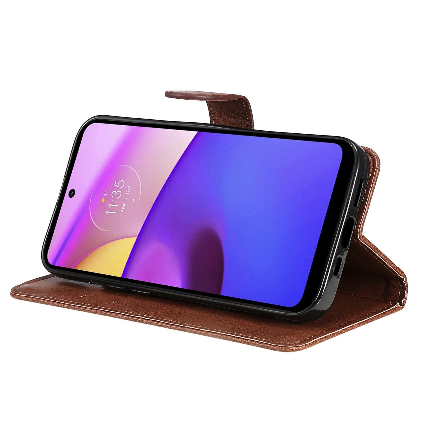 KT Leather Series-2 Solid Color Wallet Leather Case Inner Soft TPU Phone Cover with Adjustable Stand for Motorola Moto E40/E30/E20