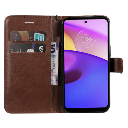 KT Leather Series-2 Solid Color Wallet Leather Case Inner Soft TPU Phone Cover with Adjustable Stand for Motorola Moto E40/E30/E20