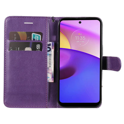 KT Leather Series-2 Solid Color Wallet Leather Case Inner Soft TPU Phone Cover with Adjustable Stand for Motorola Moto E40/E30/E20