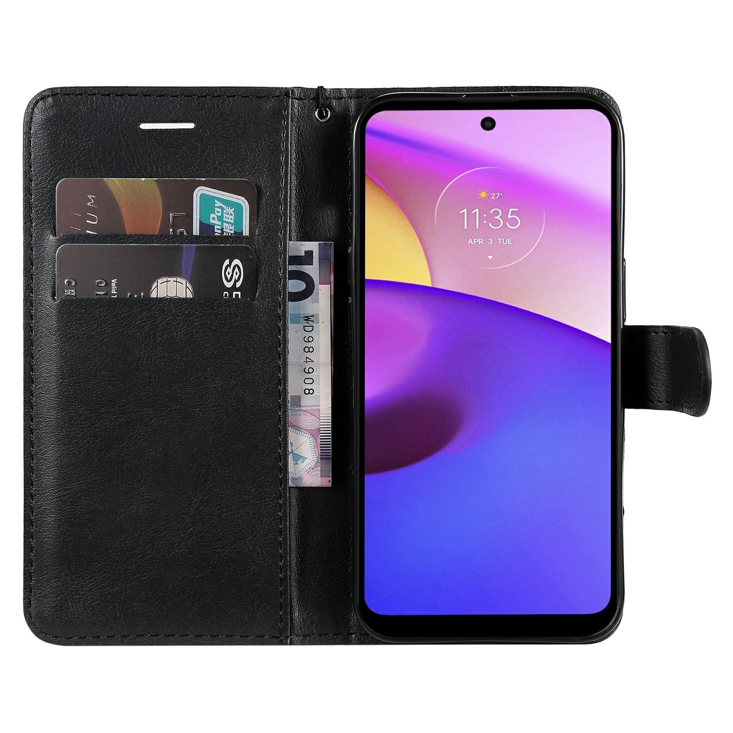 KT Leather Series-2 Solid Color Wallet Leather Case Inner Soft TPU Phone Cover with Adjustable Stand for Motorola Moto E40/E30/E20