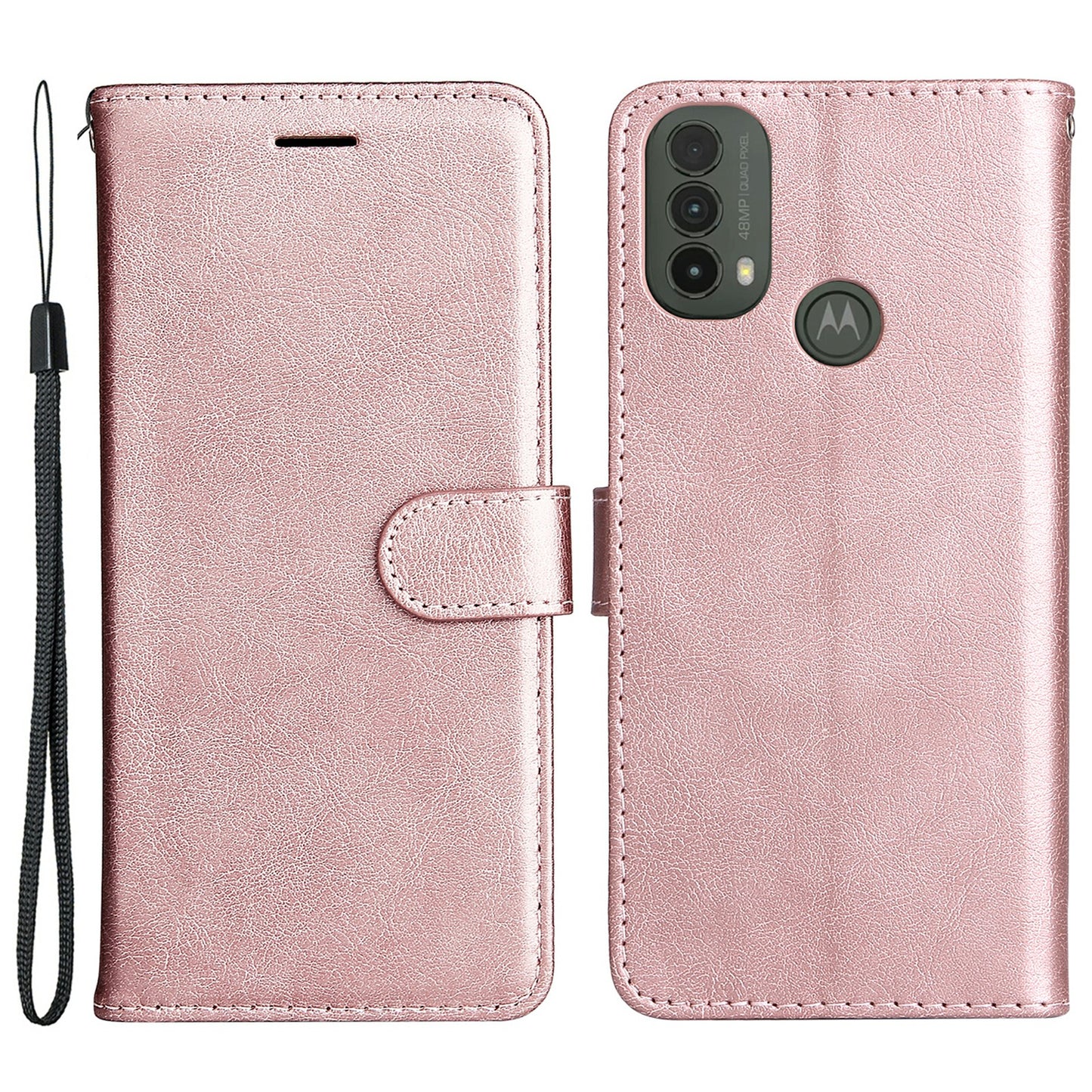 KT Leather Series-2 Solid Color Wallet Leather Case Inner Soft TPU Phone Cover with Adjustable Stand for Motorola Moto E40/E30/E20