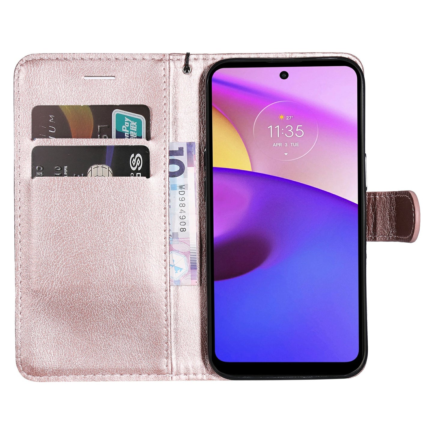 KT Leather Series-2 Solid Color Wallet Leather Case Inner Soft TPU Phone Cover with Adjustable Stand for Motorola Moto E40/E30/E20