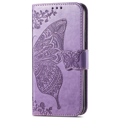 Imprinted Butterfly Flower Pattern Scratch-resistant Fashionable PU Leather + TPU Shockproof Phone Case Flip Stand Cover with Strap for Motorola Moto E30 / E40