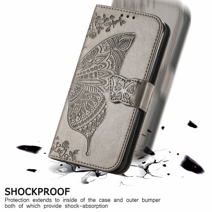 Imprinted Butterfly Flower Pattern Scratch-resistant Fashionable PU Leather + TPU Shockproof Phone Case Flip Stand Cover with Strap for Motorola Moto E30 / E40