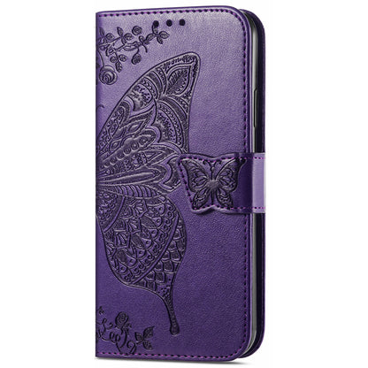 PU Leather Butterfly Flower Imprinted Flip Case Stand Magnetic Closure Protective Cover with Strap for Motorola G Pure