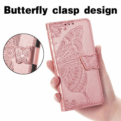 PU Leather Butterfly Flower Imprinted Flip Case Stand Magnetic Closure Protective Cover with Strap for Motorola G Pure