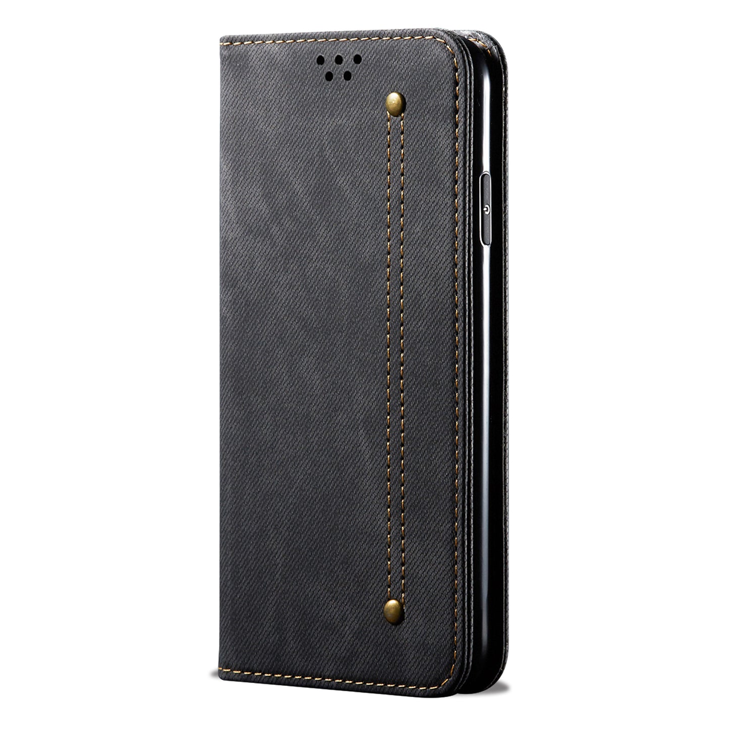 Protective Flip Phone Cover PU Leather+TPU Phone Case Jeans Cloth Texture Wallet for Motorola Moto E20