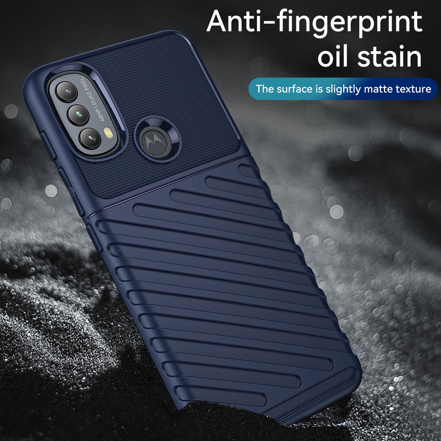 Thunder Series Twill Texture Thickened Soft Flexible TPU Scratch-Resistant Phone Case for Motorola Moto E20 / E30 / E40