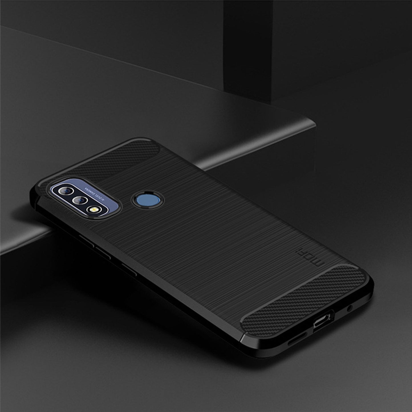 MOFI Anti-fingerprint Brushed Carbon Fiber Design Soft TPU Phone Cover Case for Motorola G Pure