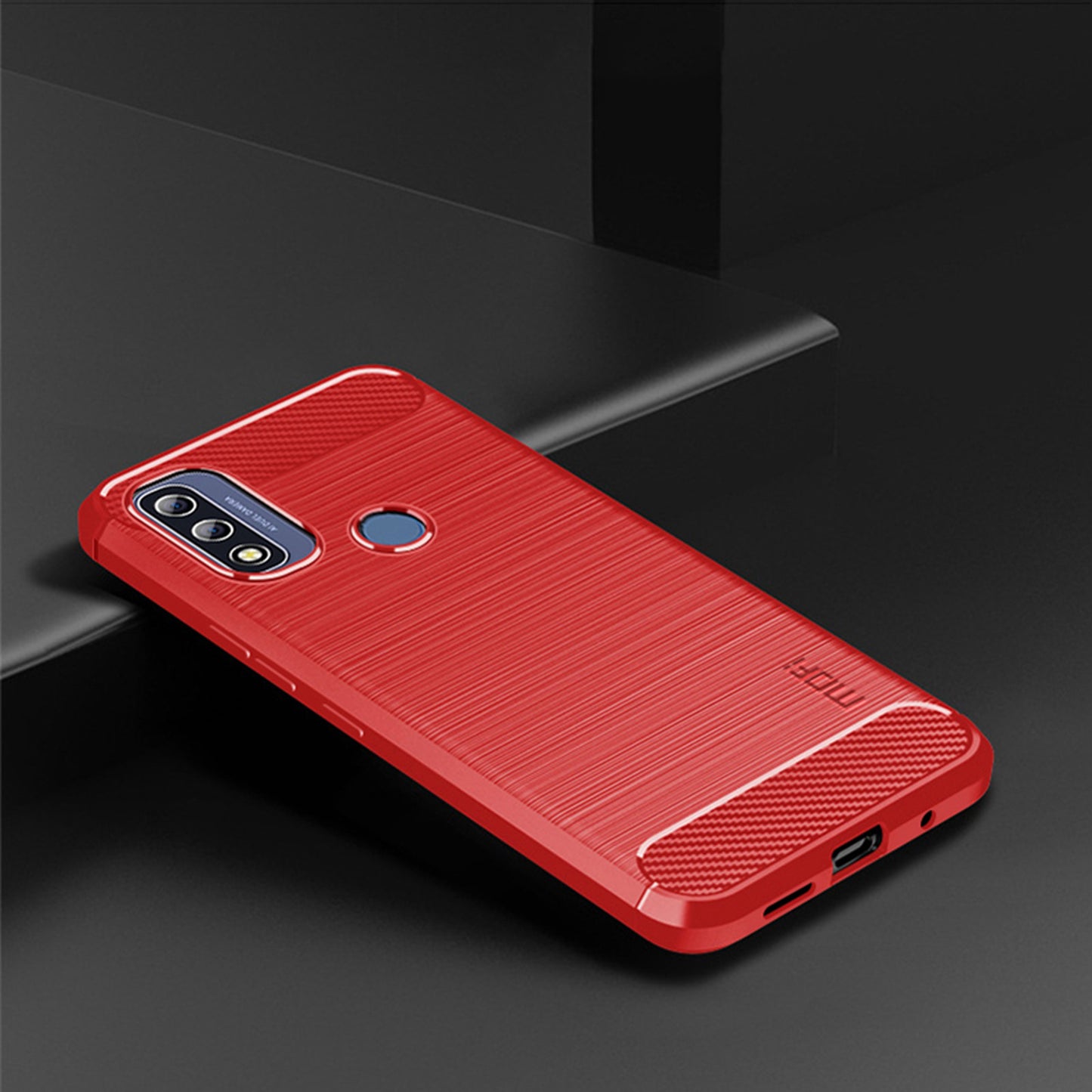 MOFI Anti-fingerprint Brushed Carbon Fiber Design Soft TPU Phone Cover Case for Motorola G Pure