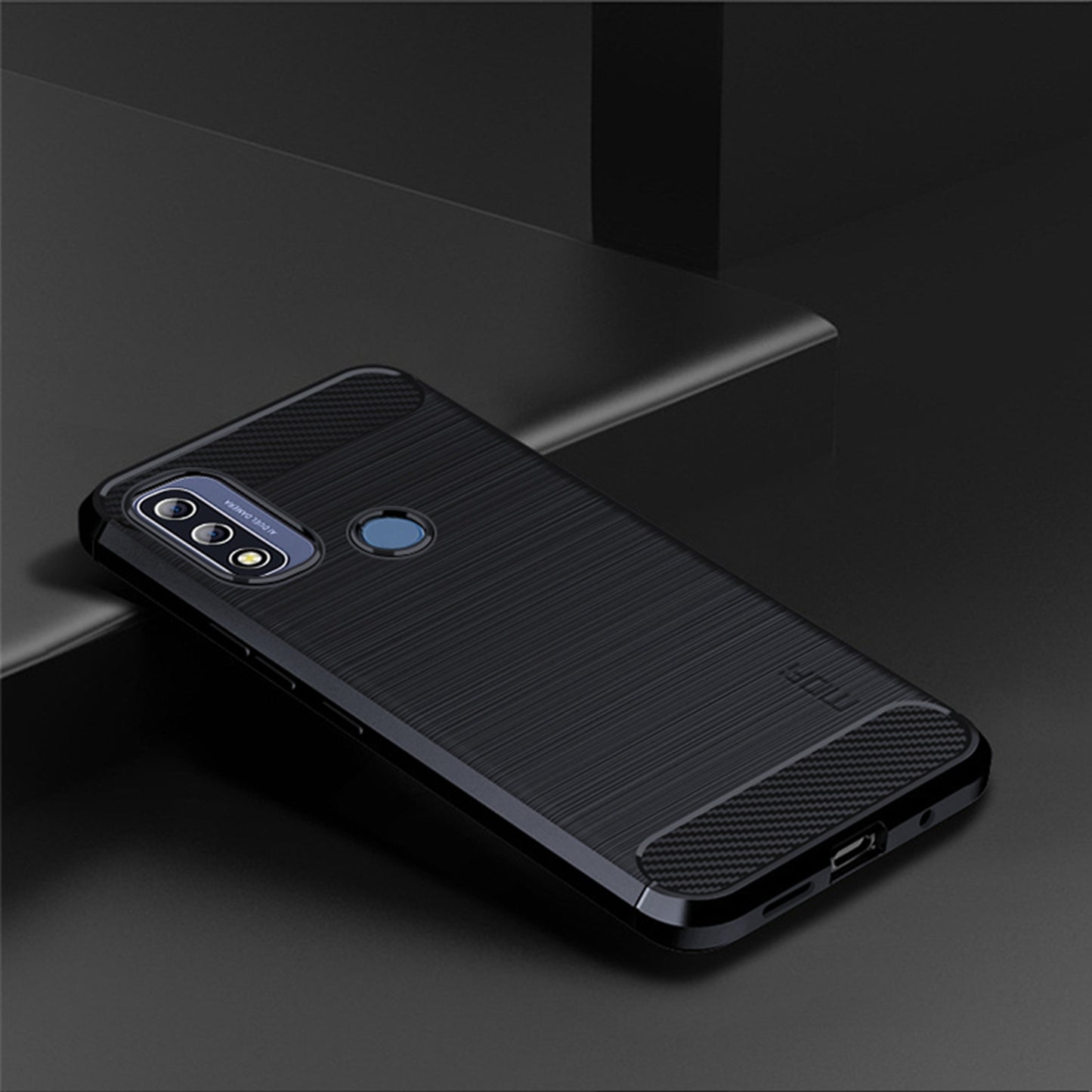 MOFI Anti-fingerprint Brushed Carbon Fiber Design Soft TPU Phone Cover Case for Motorola G Pure