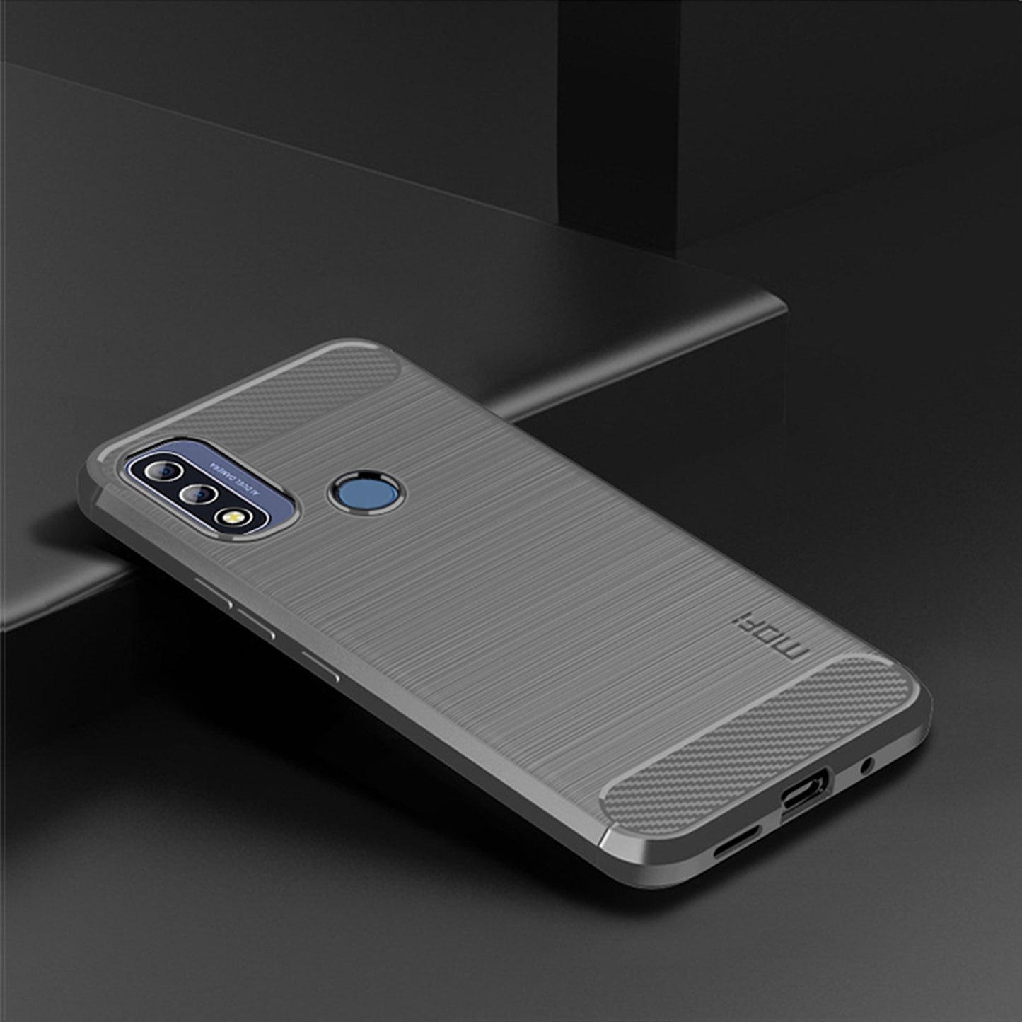 MOFI Anti-fingerprint Brushed Carbon Fiber Design Soft TPU Phone Cover Case for Motorola G Pure