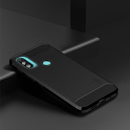 MOFI Brushed Carbon Fiber Design Soft TPU Cover Well-Protected Case for Motorola Moto E20 / E40