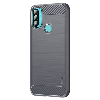 MOFI Brushed Carbon Fiber Design Soft TPU Cover Well-Protected Case for Motorola Moto E20 / E40