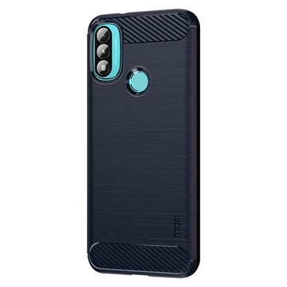 MOFI Brushed Carbon Fiber Design Soft TPU Cover Well-Protected Case for Motorola Moto E20 / E40