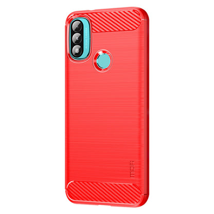 MOFI Brushed Carbon Fiber Design Soft TPU Cover Well-Protected Case for Motorola Moto E20 / E40