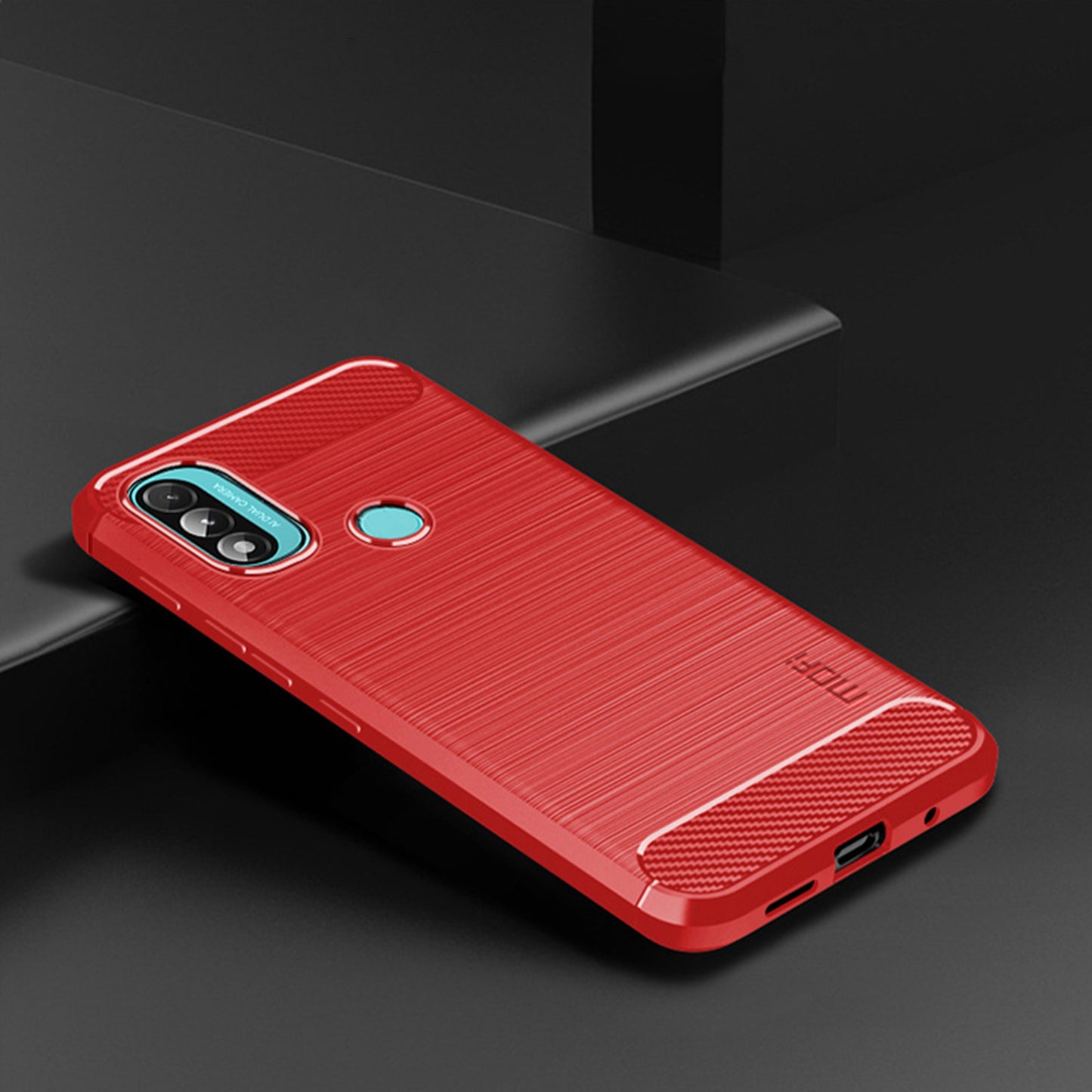 MOFI Brushed Carbon Fiber Design Soft TPU Cover Well-Protected Case for Motorola Moto E20 / E40