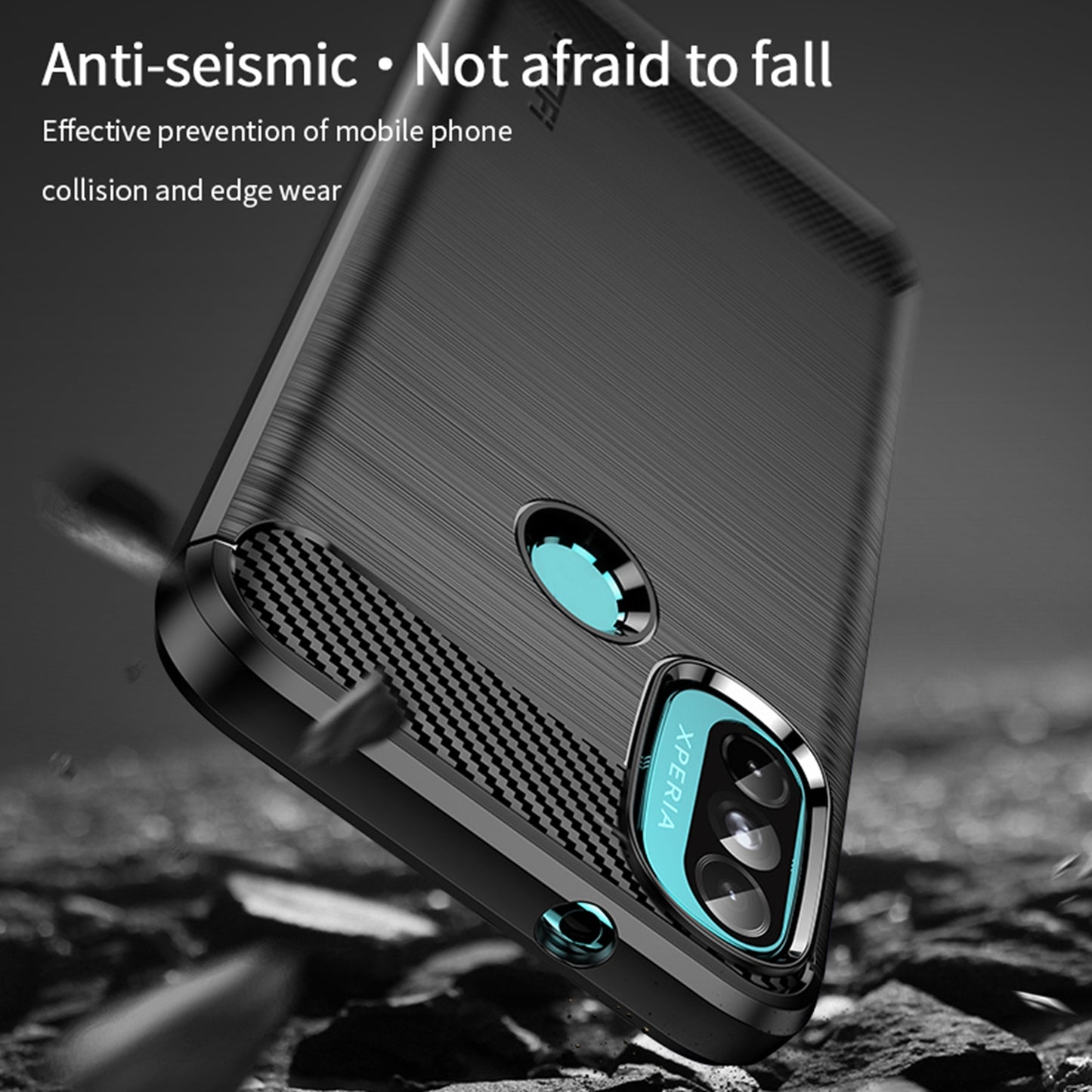 MOFI Brushed Carbon Fiber Design Soft TPU Cover Well-Protected Case for Motorola Moto E20 / E40