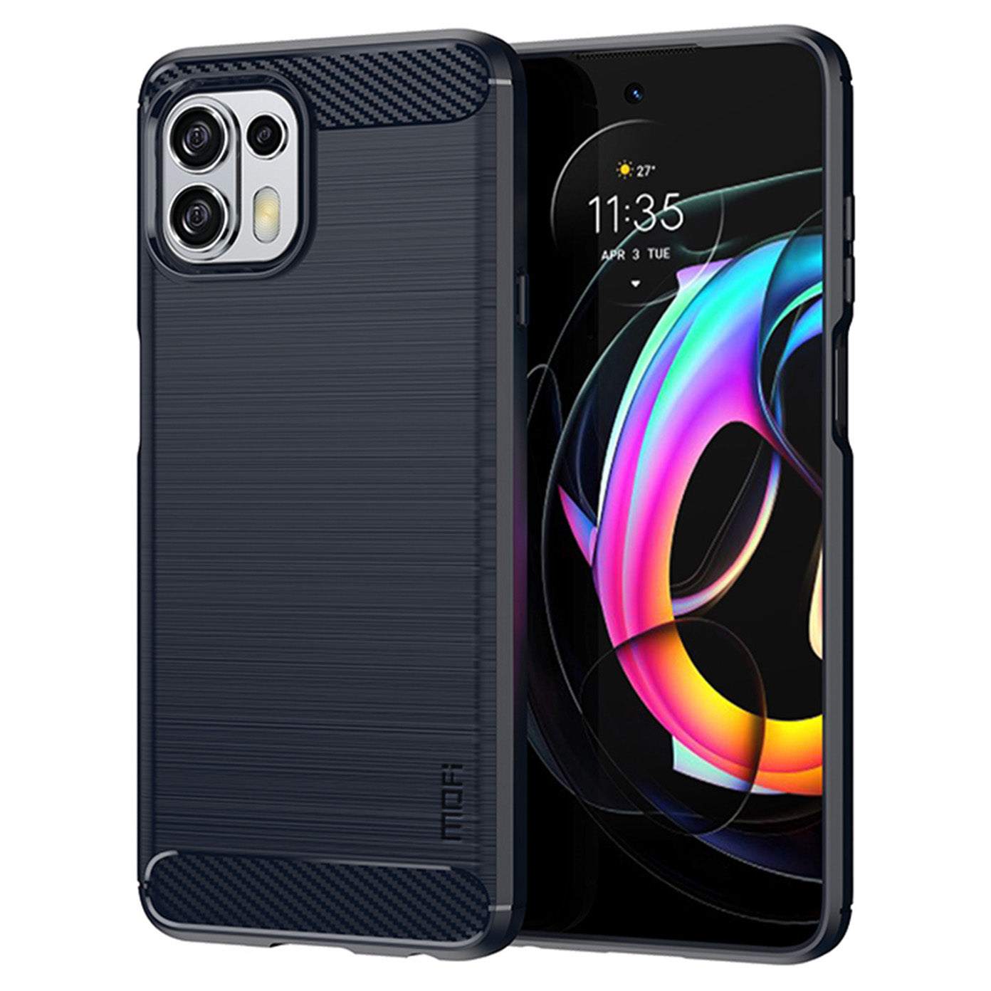 MOFI Soft TPU Cover Brushed Carbon Fiber Design Well-Protected Case for Motorola Edge 20 Lite / Edge 20 Fusion