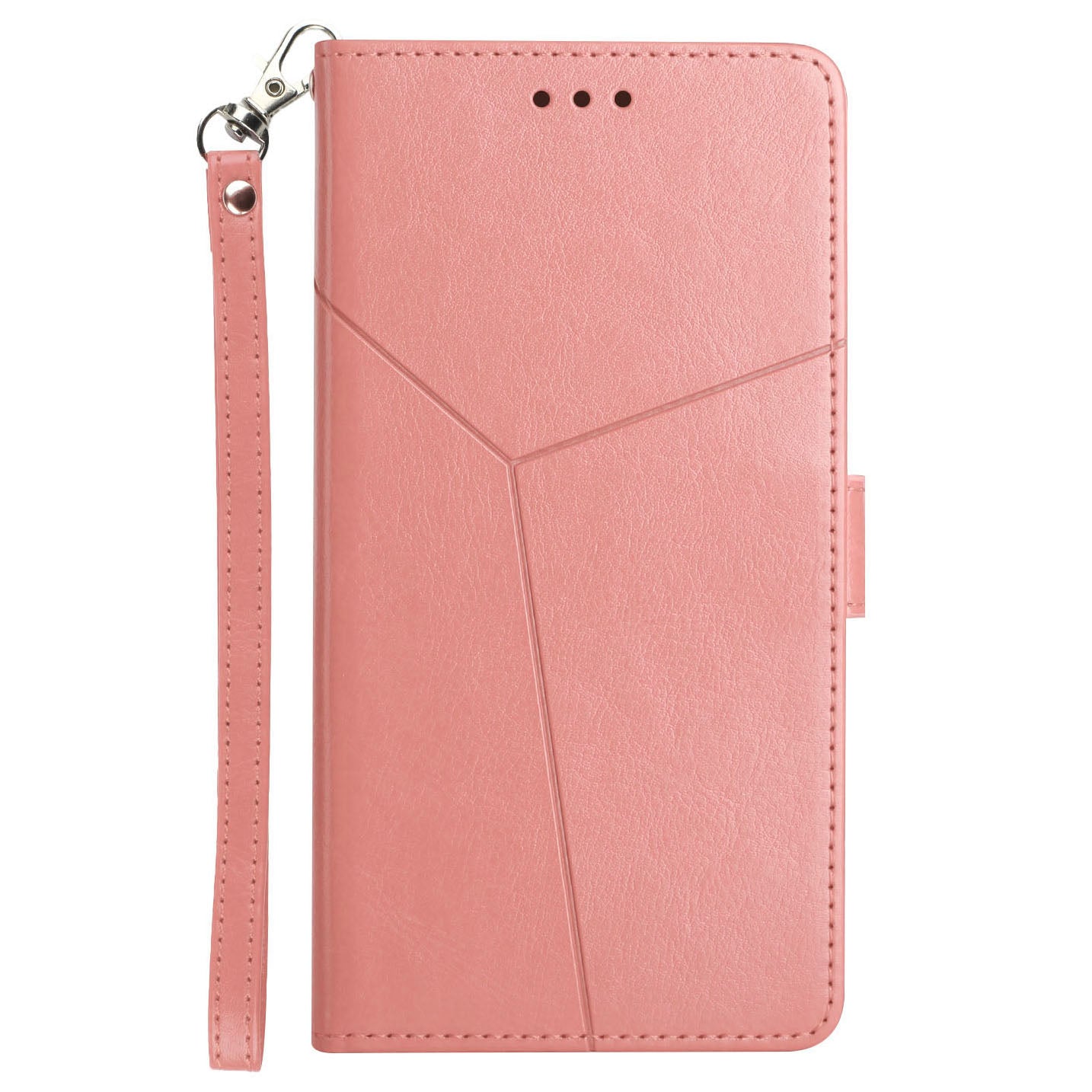 Imprinted Y-shaped Lines Magnetic PU Leather Stand Flip Wallet Phone Cover with Strap for Motorola G Pure