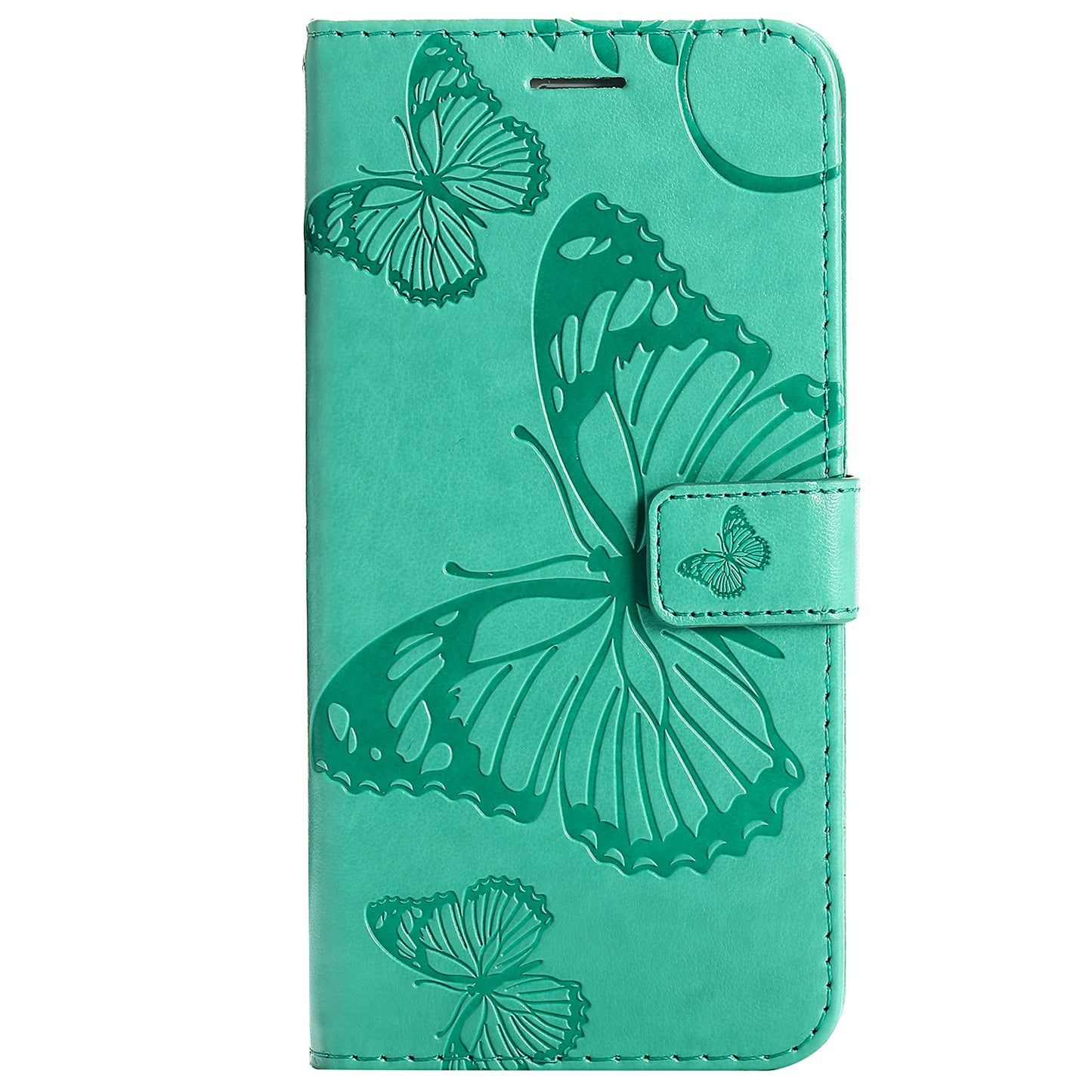 KT Imprinting Flower Series-2 Imprinted Butterfly Pattern PU Leather Wallet Stand Magnetic Clasp Flip Phone Case Cover with Hand Strap for Motorola Moto E20/E30/E40