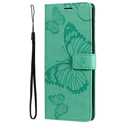 KT Imprinting Flower Series-2 Imprinted Butterfly Pattern PU Leather Wallet Stand Magnetic Clasp Flip Phone Case Cover with Hand Strap for Motorola Moto E20/E30/E40