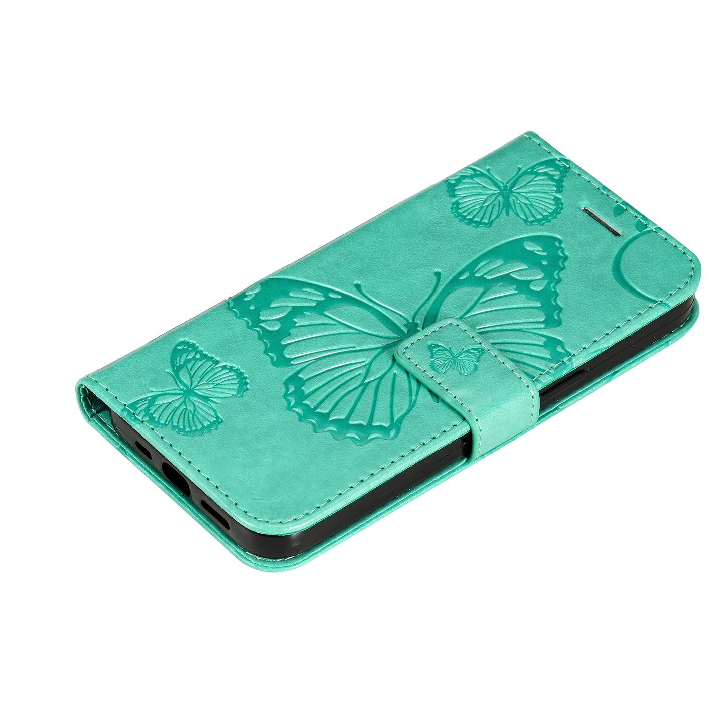 KT Imprinting Flower Series-2 Imprinted Butterfly Pattern PU Leather Wallet Stand Magnetic Clasp Flip Phone Case Cover with Hand Strap for Motorola Moto E20/E30/E40