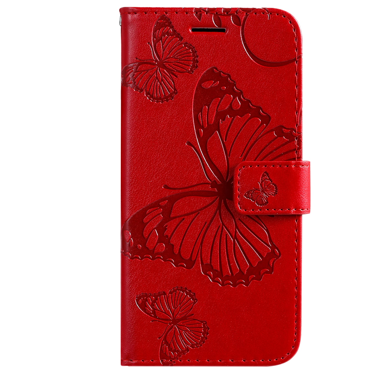 KT Imprinting Flower Series-2 Imprinted Butterfly Pattern PU Leather Wallet Stand Magnetic Clasp Flip Phone Case Cover with Hand Strap for Motorola Moto E20/E30/E40