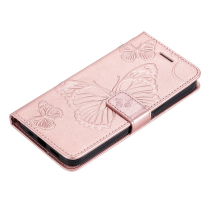 KT Imprinting Flower Series-2 Imprinted Butterfly Pattern PU Leather Wallet Stand Magnetic Clasp Flip Phone Case Cover with Hand Strap for Motorola Moto E20/E30/E40