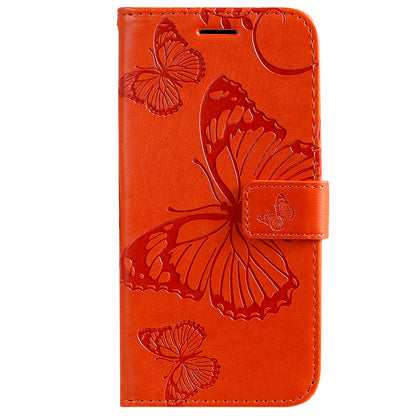 KT Imprinting Flower Series-2 Imprinted Butterfly Pattern PU Leather Wallet Stand Magnetic Clasp Flip Phone Case Cover with Hand Strap for Motorola Moto E20/E30/E40