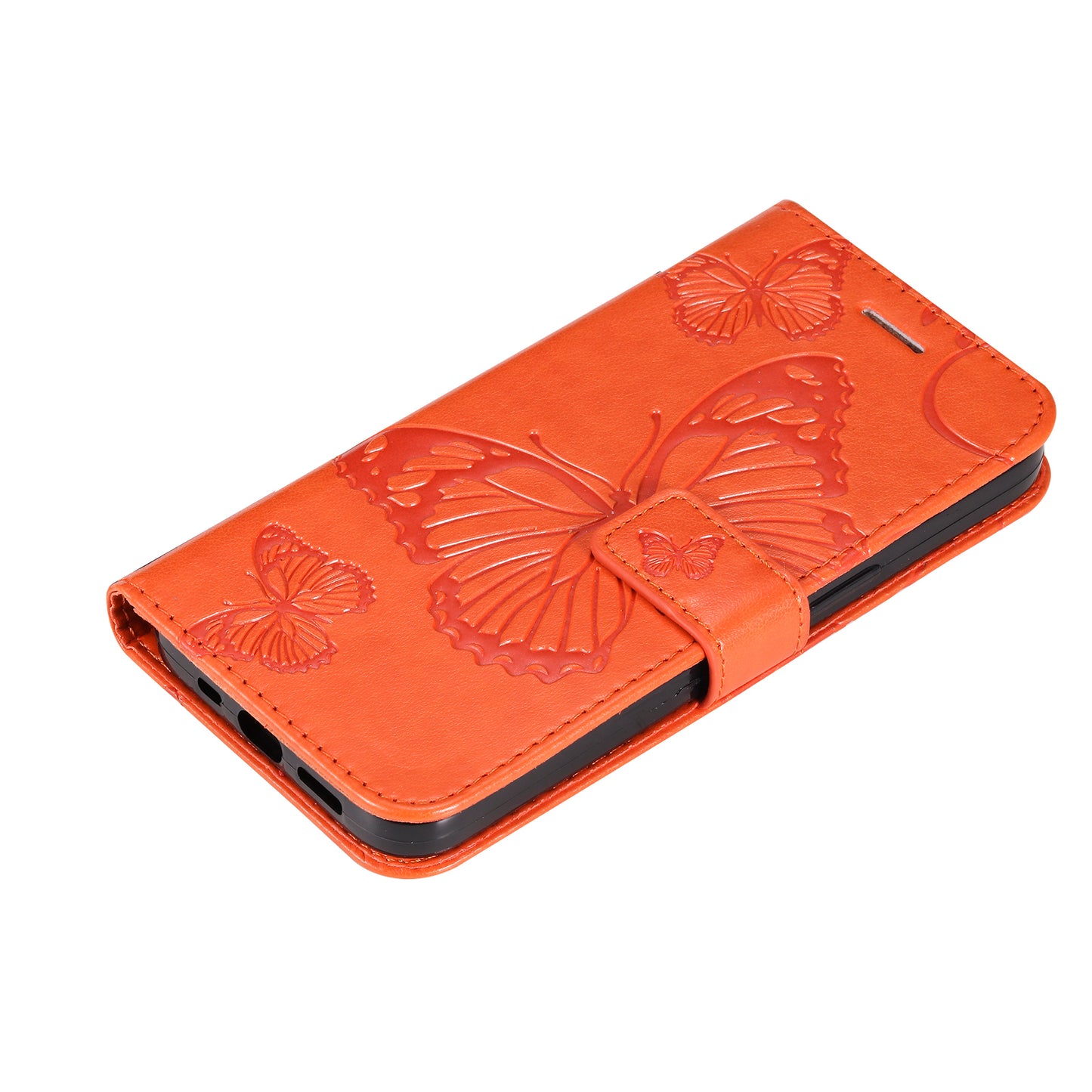 KT Imprinting Flower Series-2 Imprinted Butterfly Pattern PU Leather Wallet Stand Magnetic Clasp Flip Phone Case Cover with Hand Strap for Motorola Moto E20/E30/E40