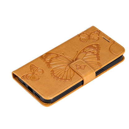 KT Imprinting Flower Series-2 Imprinted Butterfly Pattern PU Leather Wallet Stand Magnetic Clasp Flip Phone Case Cover with Hand Strap for Motorola Moto E20/E30/E40