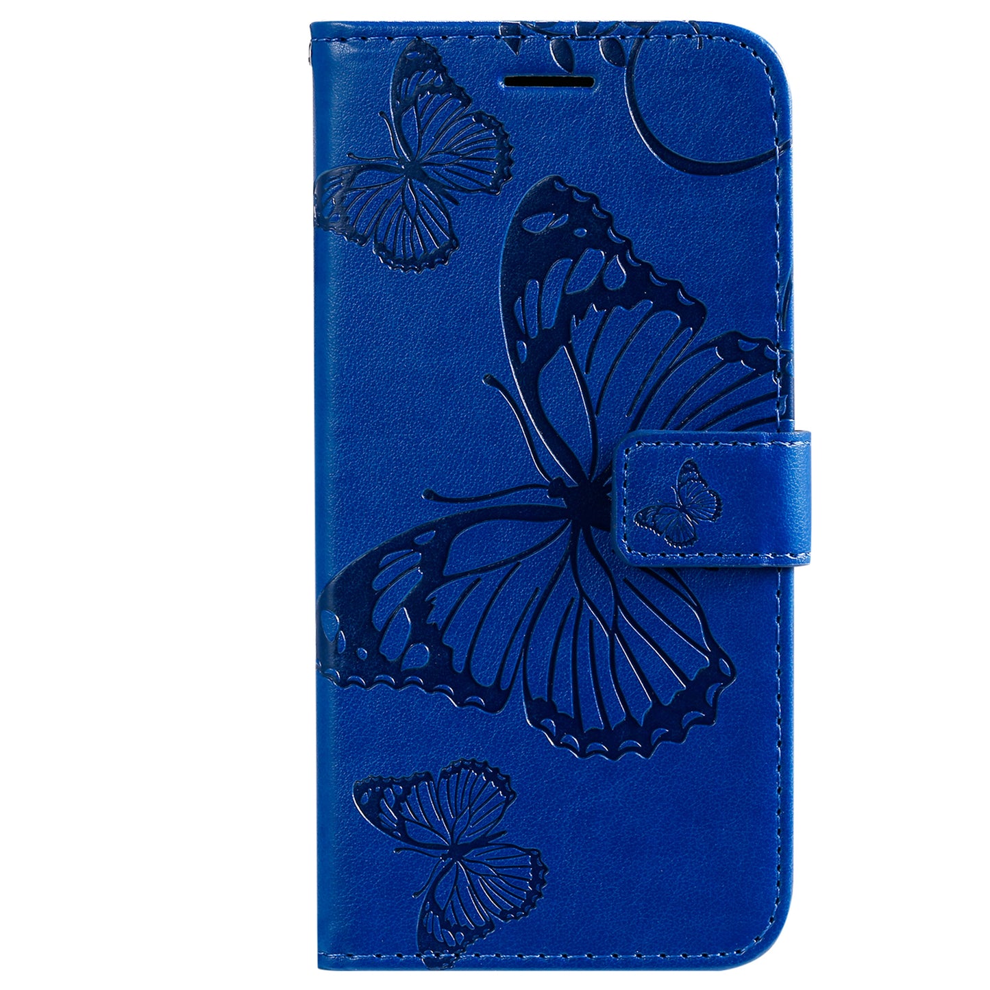 KT Imprinting Flower Series-2 Imprinted Butterfly Pattern PU Leather Wallet Stand Magnetic Clasp Flip Phone Case Cover with Hand Strap for Motorola Moto E20/E30/E40