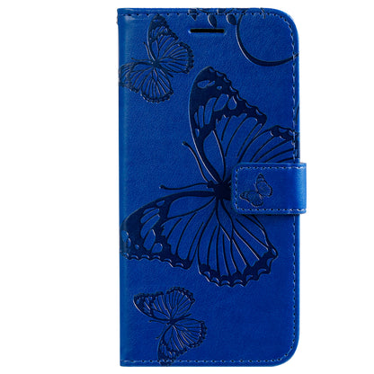 KT Imprinting Flower Series-2 Imprinted Butterfly Pattern PU Leather Wallet Stand Magnetic Clasp Flip Phone Case Cover with Hand Strap for Motorola Moto E20/E30/E40