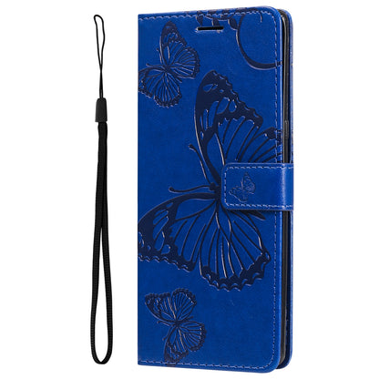 KT Imprinting Flower Series-2 Imprinted Butterfly Pattern PU Leather Wallet Stand Magnetic Clasp Flip Phone Case Cover with Hand Strap for Motorola Moto E20/E30/E40