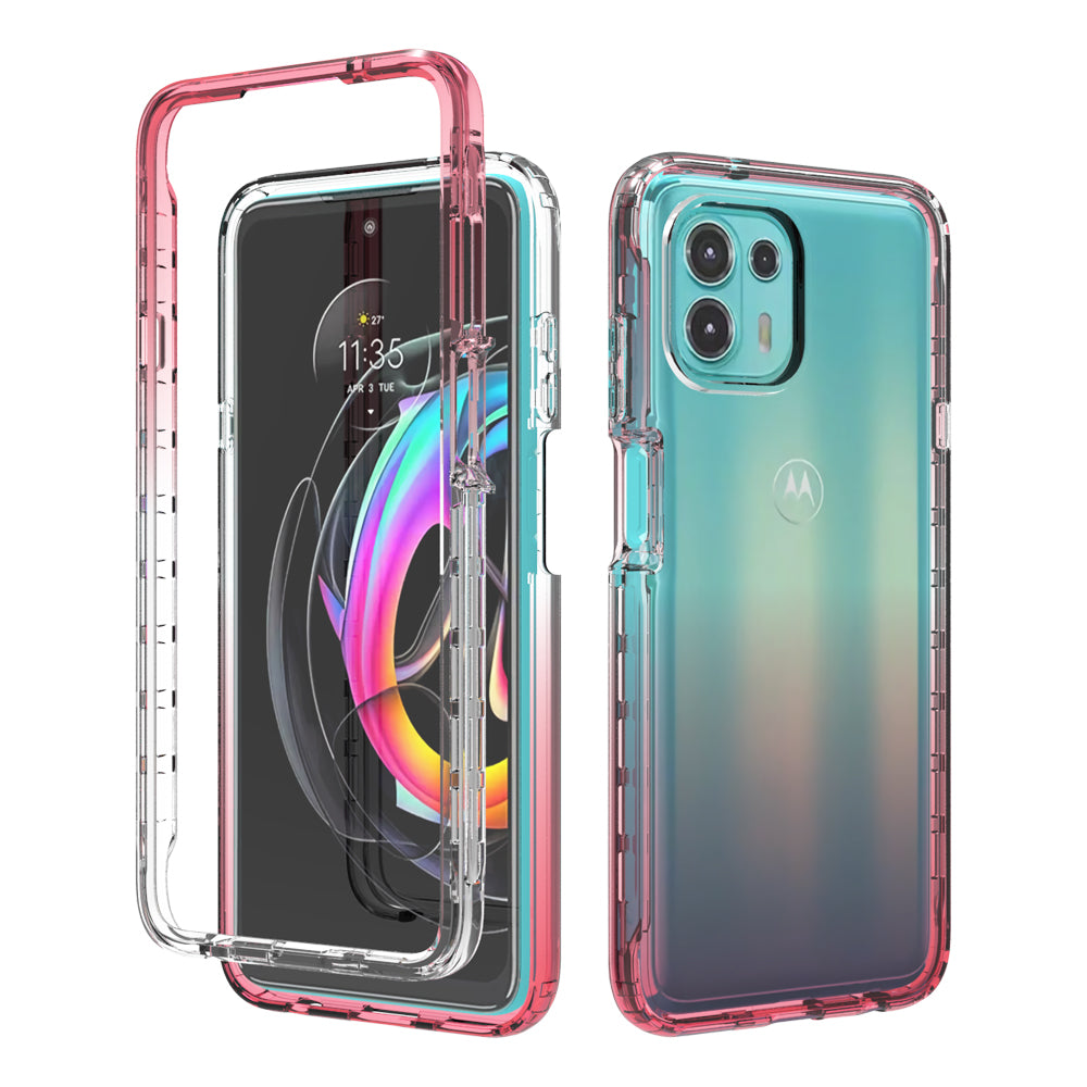 For Motorola Edge 20 Lite Shockproof Clear Gradient Color Detachable 2-in-1 Design TPU + PC Protective Phone Case